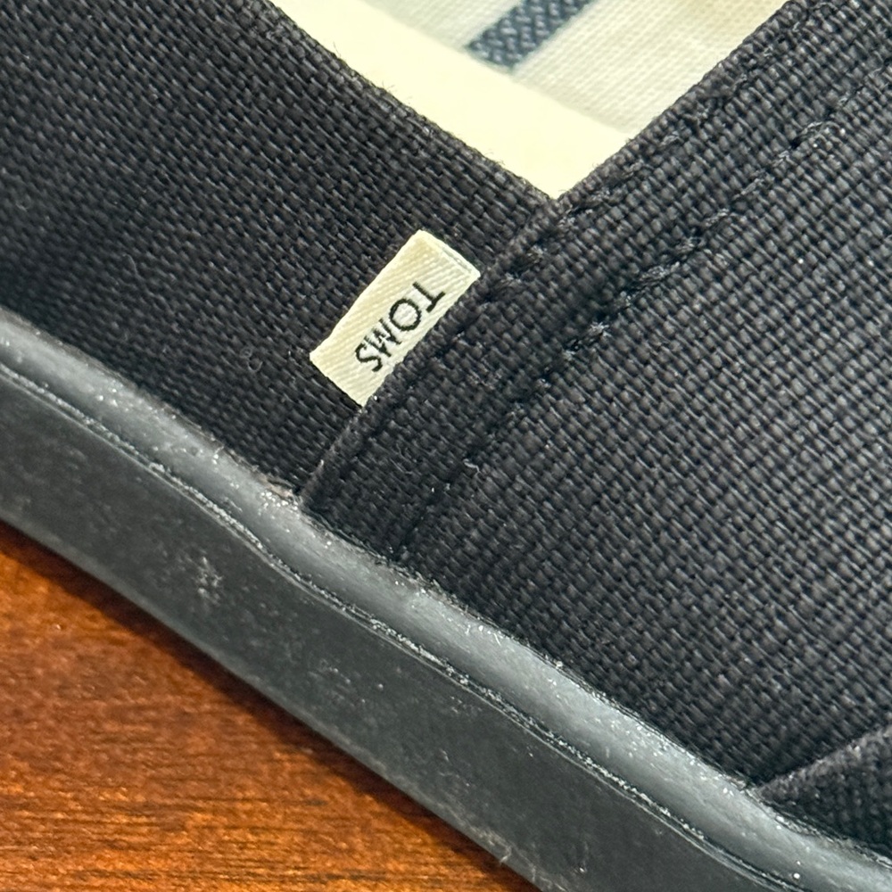 TOMS ALPARGATA CUPSOLE SLIP ON BLACK CANVAS SNEAKERS WOMEN’S SIZE 8 GUC SHOES - Picture 2 of 10